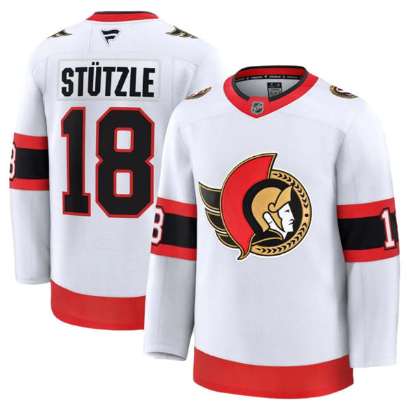 Youth Ottawa Senators #18 Tim Stutzle Fanatics White Away Premium Jersey